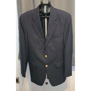 Chaps Ralph Lauren Gold Button Navy 100% Wool Blazer Jacket 40L 40 Long